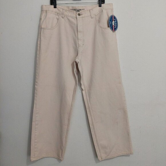 Vintage Fossil Utility Straight Jeans Men's Size 38x32 Cream 5-Pocket Full Thigh - Picture 1 of 10